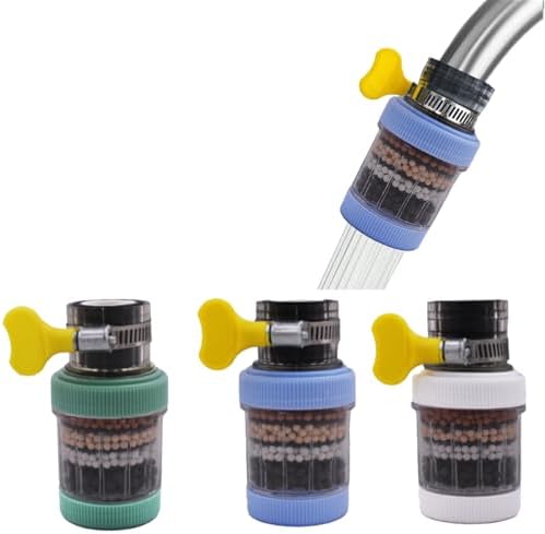 3 Pack Faucet Mount Filters,Purifier Kitchen Tap Filtration for Kitchen,Faucet Water Filter for Home Bathroom with Activated Carbon Removes Chlorine Fluoride Heavy Metals Hard Water (Random Color) by Anglepingping