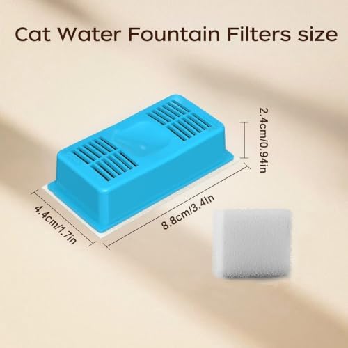Cat Water Fountain Filters for JLVDXN Pet Fountain, 6 Filters + 6 Sponges - Image 6
