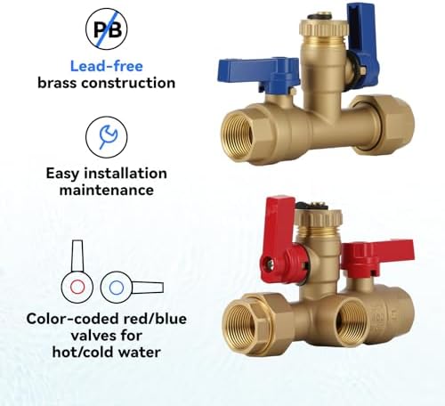 3/4 Inch IPS Isolator Tankless Water Heater Service Valve Kit with Pressure Relief Valve, Lead-Free Brass - Image 2