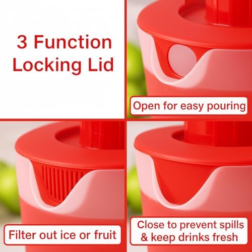 Water Pitcher with Lid 1 Gallon Pitcher BPA Free & Phthalate Free - Red - Image 2
