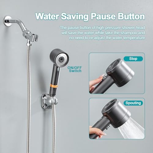 Shower Head with Handheld, High Pressure Shower Head with Pause Switch - Image 2