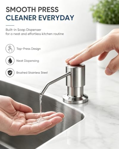 Kitchen Faucet with Pull Down Sprayer and Soap Dispenser, Brushed Nickel 304 Stainless Steel Single Handle with 3 Spray Modes, 18-Inch Hose, 10-Inch Deck Plate - Image 4