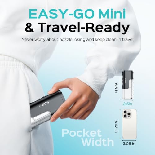 COSLUS T40 Mini Water Flosser for Travel, Portable Compact Design, Balck - Image 2