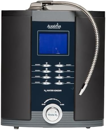 AlkaViva Vesta H2 Alkaline Water Machine, Water Ionizer Machine for Home pH 3.5-11, Only EPA Lab Tested Ionized Water Machine, Fully Automatic, Easy to Install & Use, Black by AlkaViva