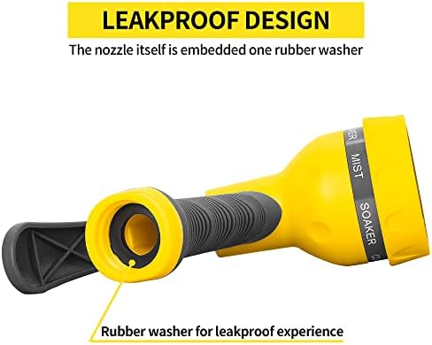 AUTOMAN-Garden-Hose-Nozzle,ABS Water Spray Nozzle with Heavy Duty 7 Adjustable Watering Patterns,Slip Resistant for Watering Plants,Lawn& Garden,Washing Cars,Cleaning,Showering Pets - Yellow - Image 3