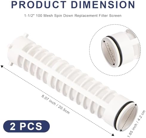 1-1/2" 100 Mesh Spin Down Sediment for 8" Rusco Vu Flow Well Filter Screen - Image 2