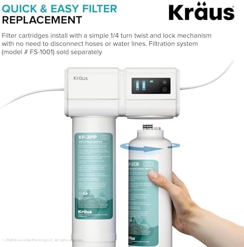 KRAUS Replacement Filter Cartridges for Purita 2-Stage Under Sink Water Filtration System with Carbon Block and Polypropylene Filters (Set of 2), FC-101 - Image 6