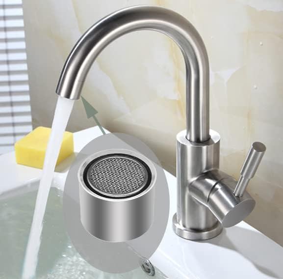 4 Piece Kitchen and Bathroom Faucet Aerators, 2 Pcs Aerator Filter Replacement Parts with Brass Housing 55/64" 22mm Female Bathroom Aerator Faucet Filter with Washer for Kitchen and Bathroom - Image 5