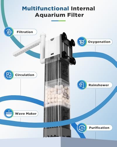 AQQA 200GPH Aquarium Filter, Silent Double Filtration Fish Tank Filter - Image 5