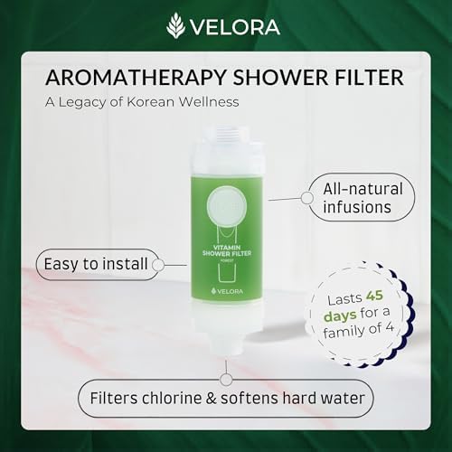 VELORA Vitamin C Shower Filter and Water Softener for Hard Water - Aromatherapy Shower Head Attachment - Universal Fit, Easy to Install - Reduces Dry Itchy Skin and Nourish Hair - Forest-Scented - Image 3
