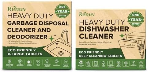 Renuv® Dishwasher Cleaner + Garbage Disposal Cleaner, 12 Tablets Each by Renuv