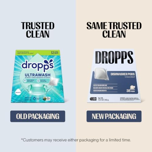Dropps Dishwasher Detergent Pods, Unscented (38 Count) - Free & Clear - Image 5