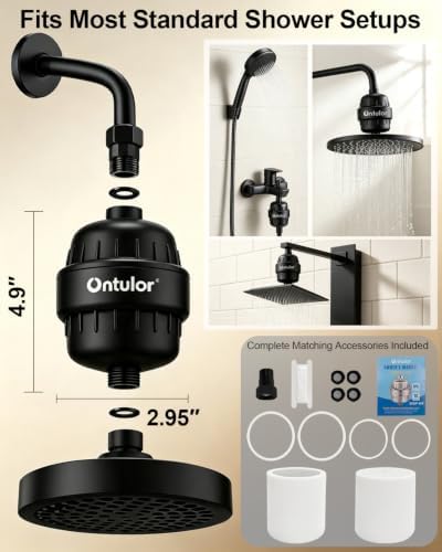 Ontulor Heavy Duty Shower Head Filter For Hard Water(Matt Black) - Image 3