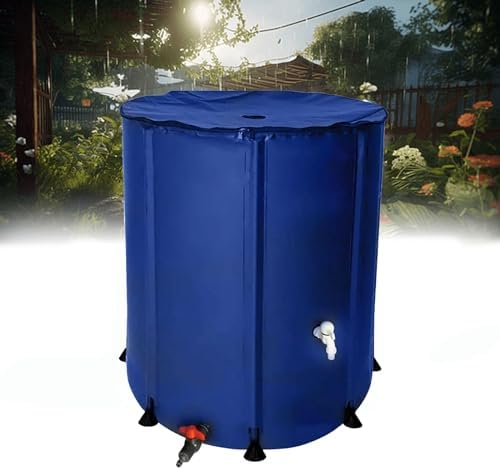 Foldable Rain Barrel with Stand and Tap 160L Rain Catcher System for Garden Water Collection Blue by Unknown