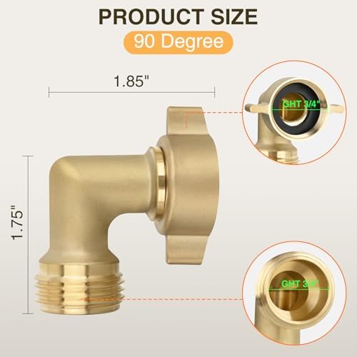 Nilight 90 Degree Hose Elbow, 3/4" Brass Water Connector for RV Camper - Image 2