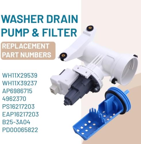 OEM WH11X29539 WH11X39237 for GE Washer Drain Pump Filter Upgraded Assembly - Image 2
