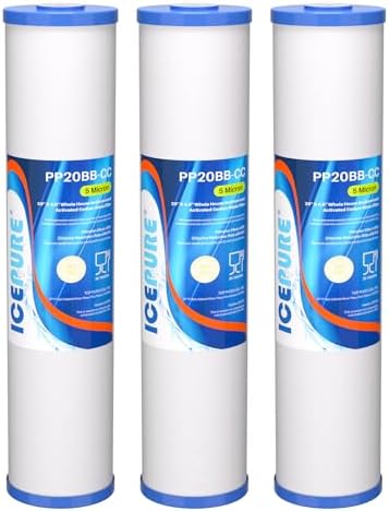 ICEPURE 5 Micron 20" x 4.5" Whole House Sediment and Carbon Filter,3PACK by ICEPURE