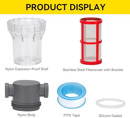 1/2'' Female NPT in-Line Strainer - Garden Hose Filter for High Pressure Washer, Sediment Filter with 200 Mesh Stainless Steel Screen (1/2'' 200 Mesh) - Image 4