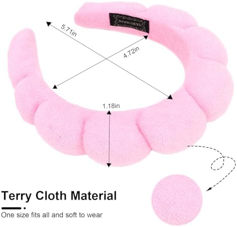 3 Pack Spa Headbands - Terry Cloth Puffy Hair Bands for Skincare, Makeup Removal, and Face Washing - Image 2