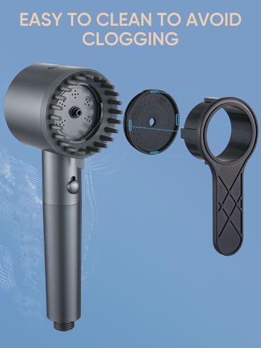 Cobbe Filtered Shower Head with Handheld, 4+1 Spray Mode Showerhead with Filters, Built-in Power Wash for Hard Water - Remove Chlorine - Reduces Dry Itchy Skin, Matte Gray - Image 7