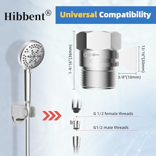 Hibbent All Metal 3 Pack Shower Head Flow Control Valve, G1/2 Brass Shut-off Valve with Metal Handle Lever, Shut OFF Water Flow Control Regulator for Handheld Shower, or Bidet Sprayer, Chrome - Image 4