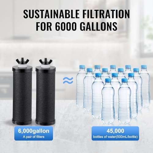 VEVOR Gravity-fed Water Filter System, 2.25G 304 Stainless-Steel Countertop Water Filtration System, Reduces Lead and up to 99% of Chlorine, with 2 Carbon Filters/Spigot/Stand, for Home Camping RV - Image 4