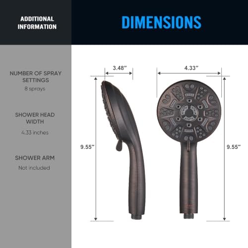 Cobbe 8-Setting Handheld Shower Head, Water-Saving Design, ORB - Image 4