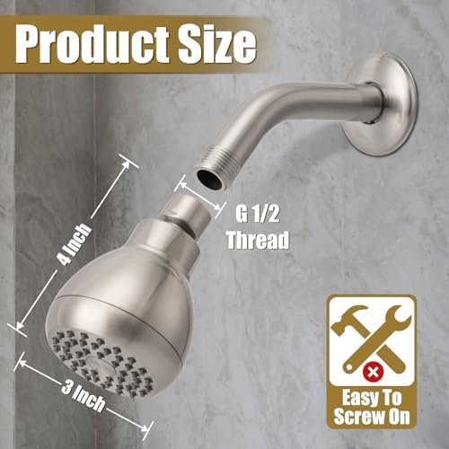 AISOSO Fixed Shower Head High Pressure 3 Inch Showerhead Brushed Nickel - Image 2
