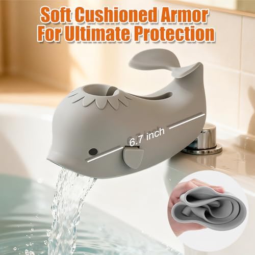 Skyroku Toddler Faucet Extender & Blue Bathtub Spout Cover, Sink Extender with Temperature Sensor for Bathroom Sinks, Kitchen, Bathtubs, Bundle and Save! (BrownGrey) - Image 2