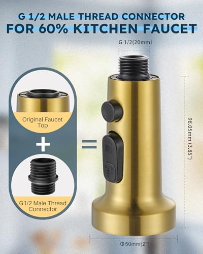 ARCORA Stainless Steel Kitchen Faucet Head with 13 Adapters, 3 Modes - Image 2