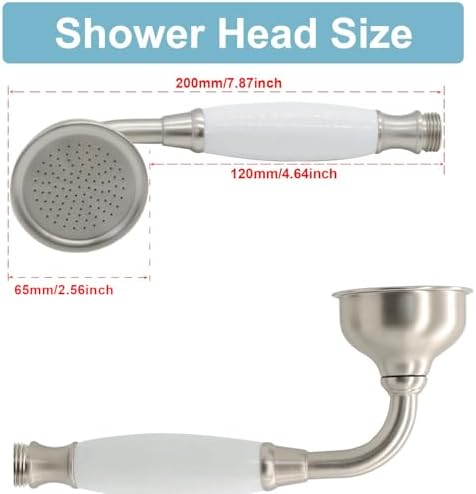 HOMEDEC Vintage Handheld Shower Head with 59" Flexible Hose, Brushed Nickel - Image 4