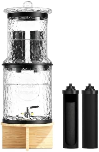 Glass Gravity Water Filter,3 Gallon Glass Water Dispenser with Wood Stand by xinshuo