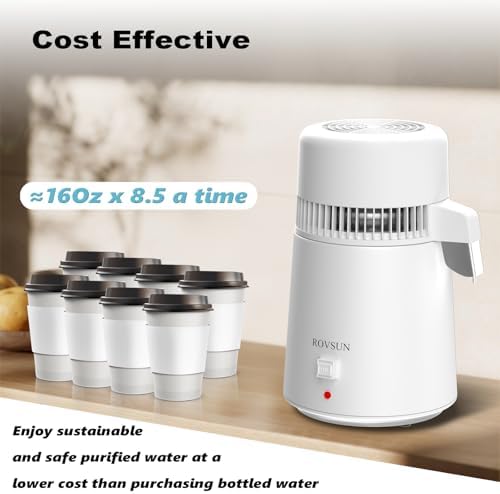ROVSUN 1.1 Gallon Water Distiller for CPAP Machine, 4L Countertop Distiller Machine, Stainless Steel Interior & BPA-Free Container, Distilled Water Maker Purifier for Home Office Dental Lab - Image 3