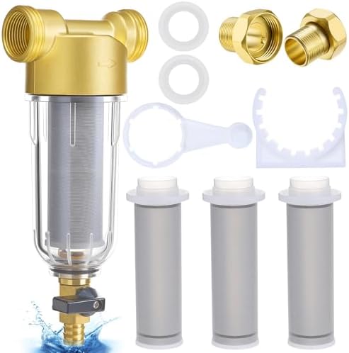 WILLBOND 3/4" Spin Down Sediment Water Filter, 50 & 100 & 200 Reusable House Sediment Filter with 2 Adapters, for Home & Commercial Water Pre-filtration System Ideal for Home Owners, DIY Enthusiasts by Willbond+Technology+Limited