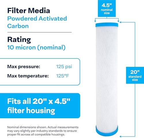 SpiroPure SP-EPM-20BB Carbon Block Water Filter EPM-20BB CB-45-2010, 4 Pack - Image 3
