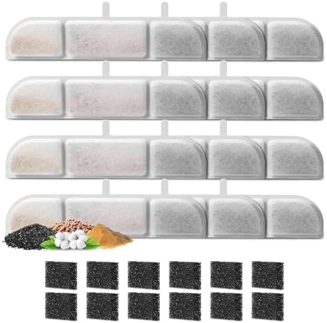 12 Packs Replacement Filters for 84oz/2.5L Fursink Pet Water Fountain, ZEKIRY Cat Water Fountain Filter, Triple Filtration Pet Fountain Filter Replacement(12 Filters & 12 Sponges) by ZEKIRY