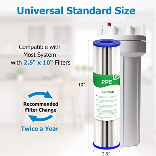 5 Micron Water Filter 10" x 2.5", Pleated Sediment Filters, 6-Pack - Image 3
