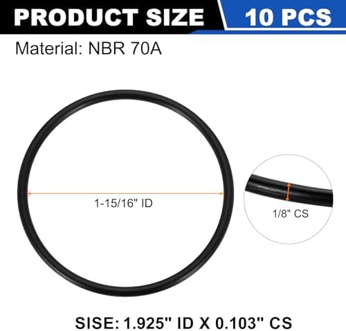uxcell 10Pcs AS-135 NBR 70A O-Rings 1-15/16"IDx 3/32"CS/1.925"ID x 0.103"CS - Image 2