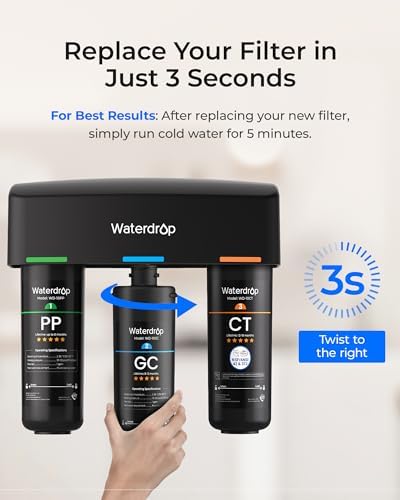 Waterdrop TSB-UF 0.01 μm Ultra Filtration Under Sink Water Filter System with TSA 3-Stage Replacement Water Filter, 3-Pack (2 x 10PP, 1 x 10GC), Replacement for Waterdrop TSA & TSA-UF 3-Stage, Bundle - Image 6