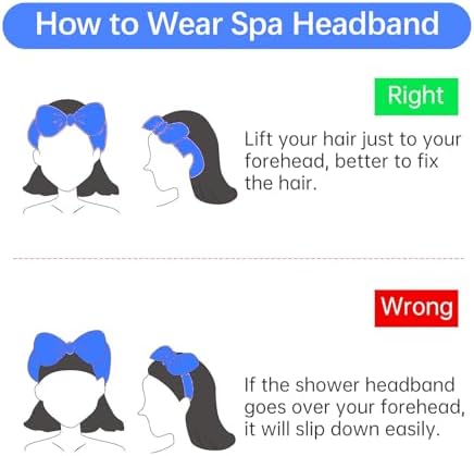 Ondder 8 PCS Headbands for Women, Royal Blue Bow Spa Headband, Cute Non Slip Makeup Headbands for Face Washing Skincare Daily Wear - Image 6