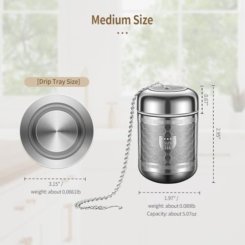 Tea Strainers for Loose Tea, 316 Stainless Steel Tea Infuser for Loose Leaf Tea, Extra Fine Mesh Loose Tea Infuser, Tea Steeper for Loose Tea & Diffuser (1 Pack - Medium) - Image 2