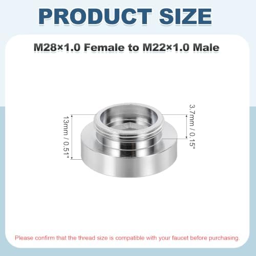 uxcell Faucet Aerator Adapter, M28 Female to M22 Male with Washer, 13mm Length - Image 2