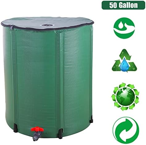 Outvita 50 Gallon Collapsible Rain Barrel, Rainwater Collection System, Portable Foldable Garden Water Storage Tank, Water Catcher with Filter Overflow Kit Faucet Green - Image 2