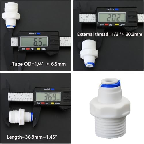 1/2"M to 1/4" Tube Push-Fit Adapter, 5 Pcs - Image 4