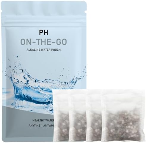 Portable Alkaline Water Filter Pouch for Your Bottle, Cup, Alkaline Water Filter System for Clean, High PH Water Alkalizer for Pure Drinking Water, Naturally Increases PH Levels(4 Pack) by CUXFLS