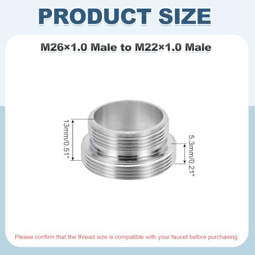 uxcell Faucet Aerator Adapter,M26 Male to M22 Male Brass Faucet Adapter - Image 2