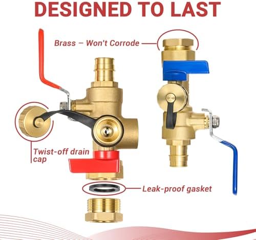 3/4" EFIELD IPS Isolator Tankless Water Heater Service Valve Kit - Image 4