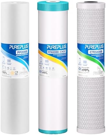 PUREPLUS 20"x4.5" Whole House Water Filter, 3-Stage Sediment, KDF & Carbon by PUREPLUS
