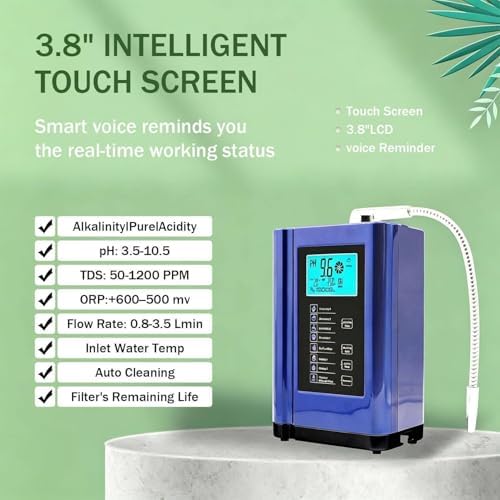 Water Ionizer,Alkaline Water Ionizer Machine, PH 3.5-10.5,Ionized Water Machine, Up to -500mV ORP, with 7 Water Settings, 8000 Liters Per Filter,Auto-Cleaning,Intelligent Voice Blue - Image 3