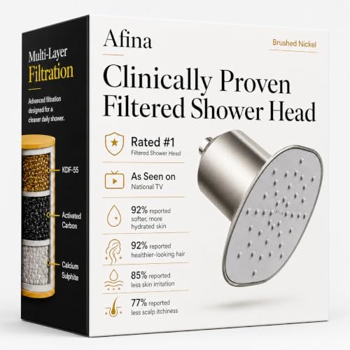 Afina Filtered Shower Head, High Pressure Rainfall (Brushed Nickel) by Afina
